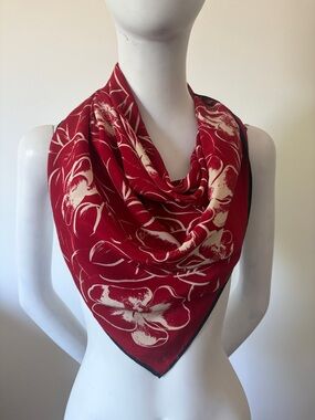 Vintage Ralph Lauren Red Floral  Scarf - Women's Accessory